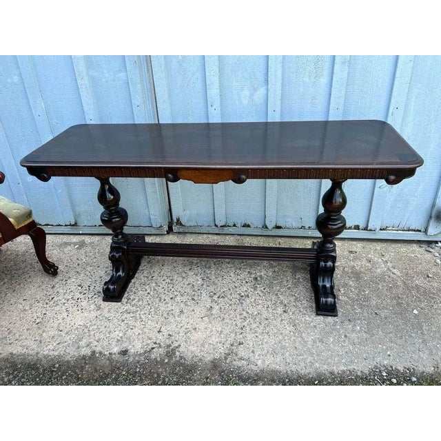 Mid 20th Century Vintage Jacobean Style Library Table Console Table For Sale - Image 10 of 11