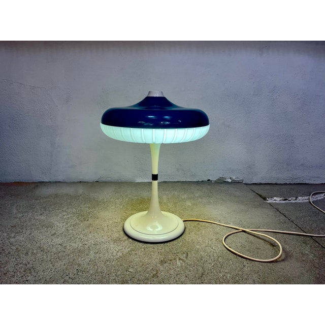 Large Metal and Plastic Siform Table Lamp from Siemens, 1960s For Sale - Image 11 of 18