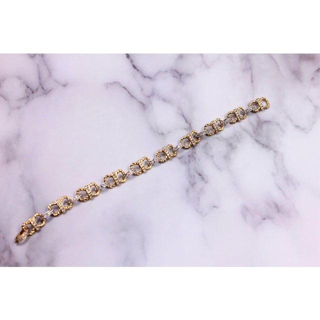 Contemporary Diamond Horse Shoe Pave Link Layered Rope Fashion 14 Karat Yellow Gold Bracelet For Sale - Image 3 of 13