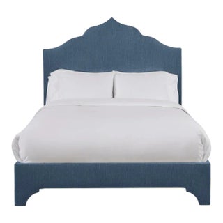Clementine Twin Bedframe, Navy Linen For Sale