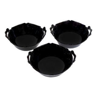 1960s Mid-Century Modern Black Depression Glass Bowls - Set of 3 For Sale