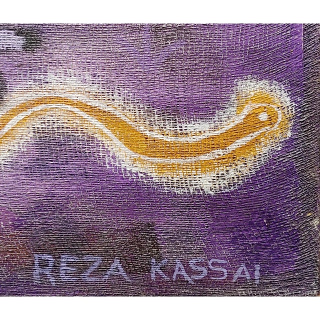 Textile Reza Kassai -Chaotic Modern Society-Oil Painting on Canvas For Sale - Image 7 of 10