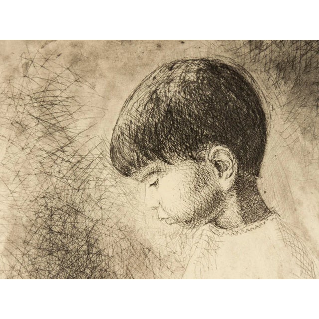 Louis Bastin, Study of a Boy, Etching on Paper, Framed For Sale - Image 6 of 11