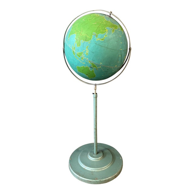 1940s A.j. Nystrom World Globe on Stand For Sale