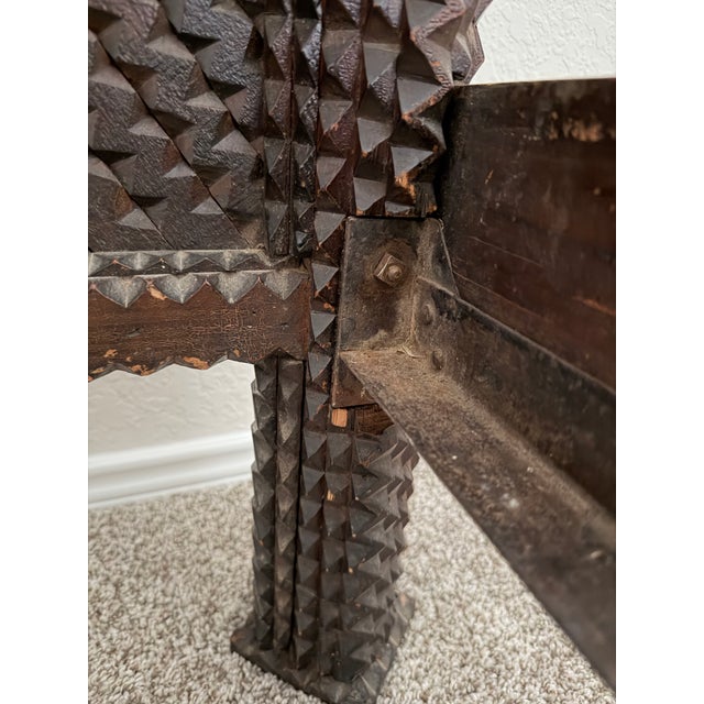 Antique Tramp Art Bed For Sale - Image 9 of 12