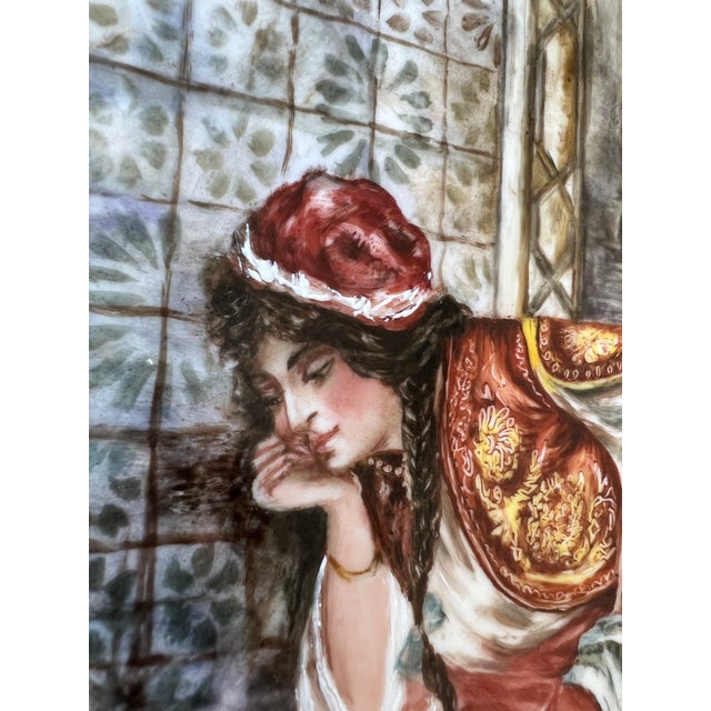This hand painted artwork on Porcelain is a reproduction of "Teacher and a Young Woman" by Italian painter Amedeo...