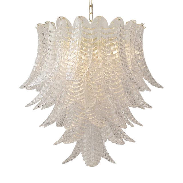 Suspension Chandelier Ø85 Cm Made in Italy in Murano Glass Crystal Color, 1990s For Sale