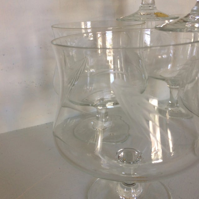 1960s Sasaki Noritaki Wheat Pattern Crystal Brandy Cocktail Glasses - Set of 6 For Sale - Image 5 of 13