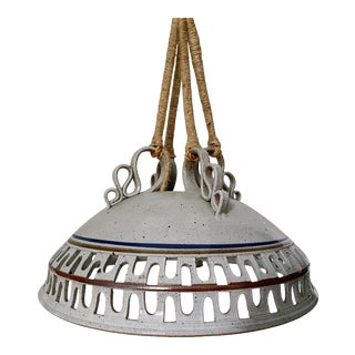Vintage Ceramic and Rope Pendant Light For Sale
