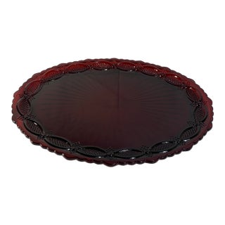 Vintage Ruby Red Glass Platter Avon Cape Cod For Sale