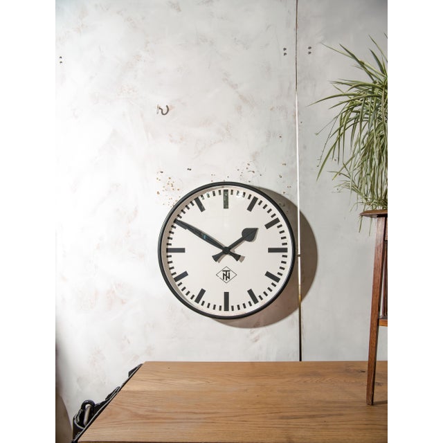 Large Station Wall Clock from Telenorma, Germany, 1950s For Sale - Image 6 of 15