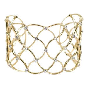 Gold Woven Cuff with Diamonds