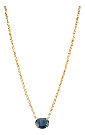 4.33ct DeepBlue Sapphire Early 20th Century Necklace With 14k Solid Gold Curb Chain