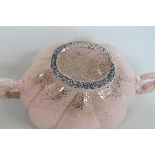 Mid 20th Century Pink Ceramic 3pc Set Tray Sugar Creamer With Gold Sea Horse Handle Design For Sale - Image 12 of 13