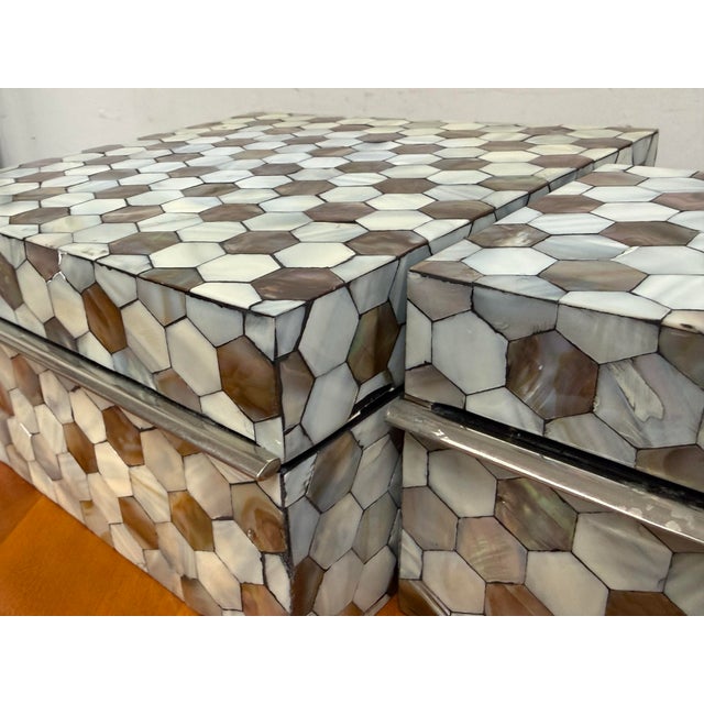 Taupe Global Views Mother of Pearl Boxes, Set of Two For Sale - Image 8 of 12