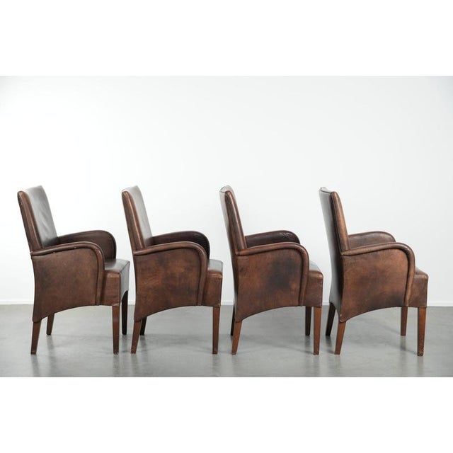 Dining Armchairs in Cowhide Leather, Set of 4 For Sale - Image 3 of 18