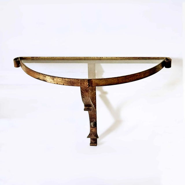Italian Demilune Shelf - Vintage Gilt Wrought Iron For Sale - Image 4 of 8