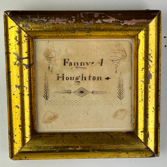 A delightful piece of 19th Century graphical history, an American "Fanny A. Houghton" ink on paper calligraphy penmanship....
