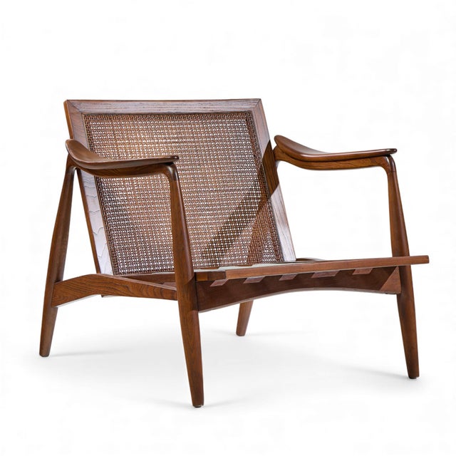Richardson Nemschoff Lawrence Peabody for Richardson Nemschoff Mid Century Ebonized Walnut and Cane Lounge Chairs - Pair For Sale - Image 4 of 12