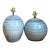 Vintage Blue Glazed Ceramic Table Lamps - Set of 2 For Sale