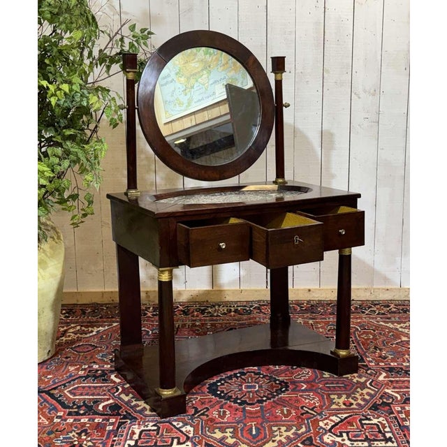Antique Empire Style Dressing Table in Mahogany with Marble Top, 1800s For Sale - Image 4 of 18