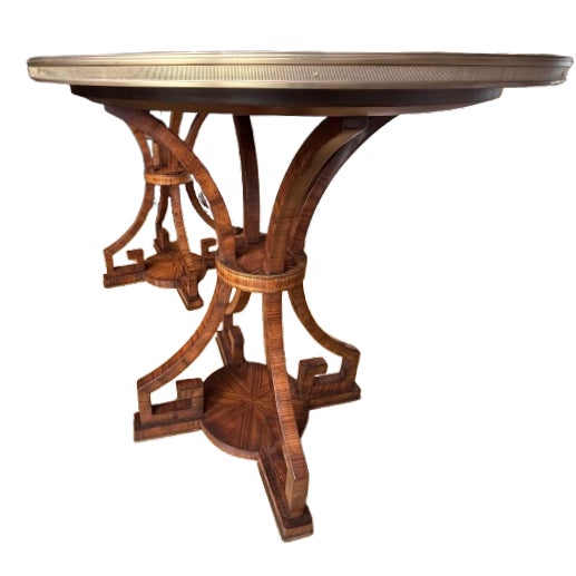 Gueridon Pair of Burlwood Greek Key Side Tables With Custom Glass Tops For Sale - Image 4 of 18