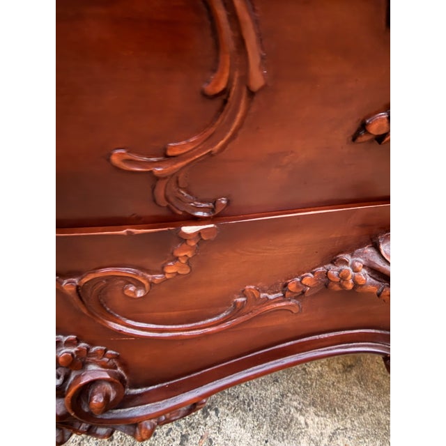 Antique Art Nouveau Hand Carved Mahogany Dresser and Mirror For Sale - Image 11 of 11