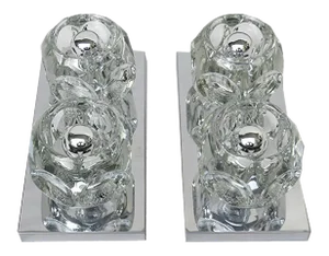 Cubist Chrome & Glass Ceiling or Wall Sconces from Peill & Putzler, 1960s, Set of 2