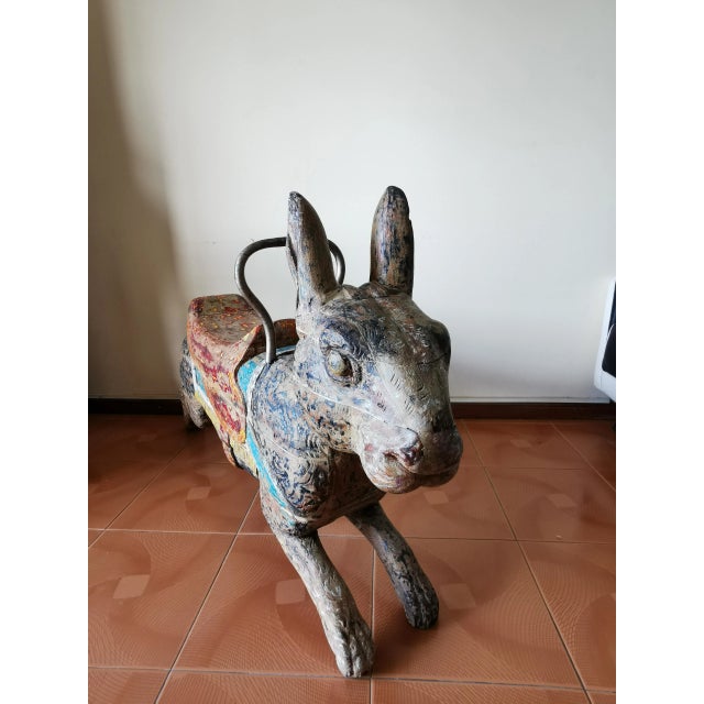 French painted bunny from a marry go around. This beautiful and charming children's bunny from the 1930s features it's...