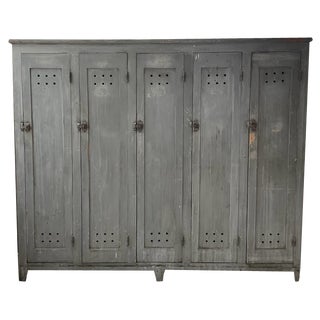 Workshop Locker Room Cabinet with Blue Patina, 1950s For Sale