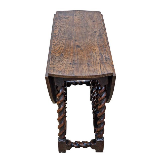 Antique Oak Drop-Leaf Gate Leg Dining Table, 1700s For Sale - Image 5 of 9