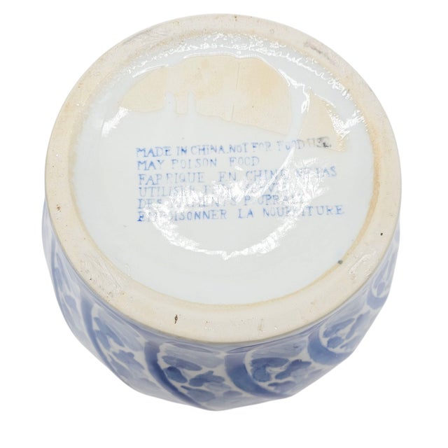 Ceramic Chinese Blue and White Hand-Painted Jardinière – Estate Ceramic Planter Pot 10” For Sale - Image 7 of 7