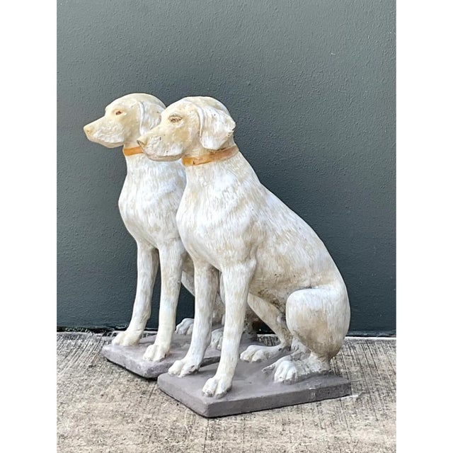 Vintage Cement Dog Sculptures - A Pair For Sale - Image 12 of 12