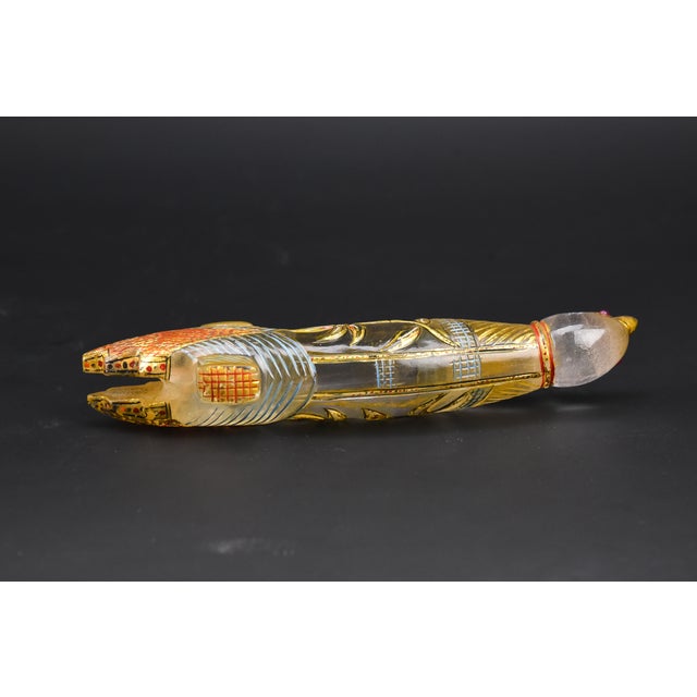 18th Century 18th Century Mughal Ottoman Solid Rock Crystal Carved Bird Dagger Handle With Rubies For Sale - Image 5 of 6