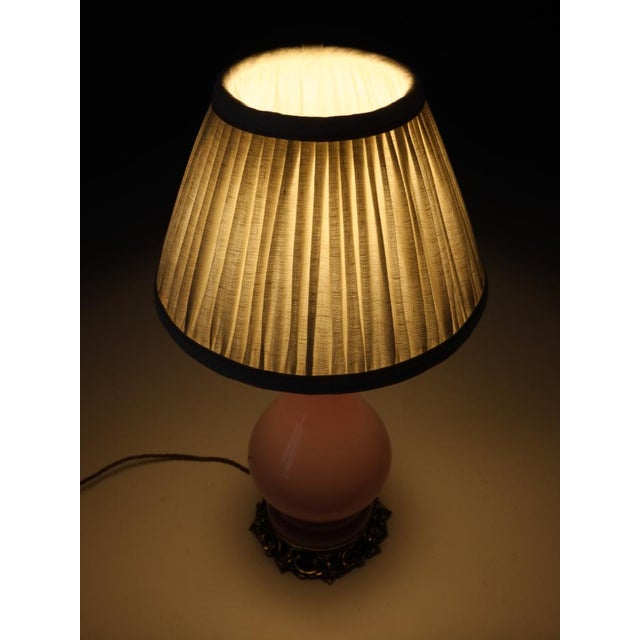 Metal Antique 19th Century French Pink Opaline Glass Baluster Table Lamp, 1870 For Sale - Image 7 of 15