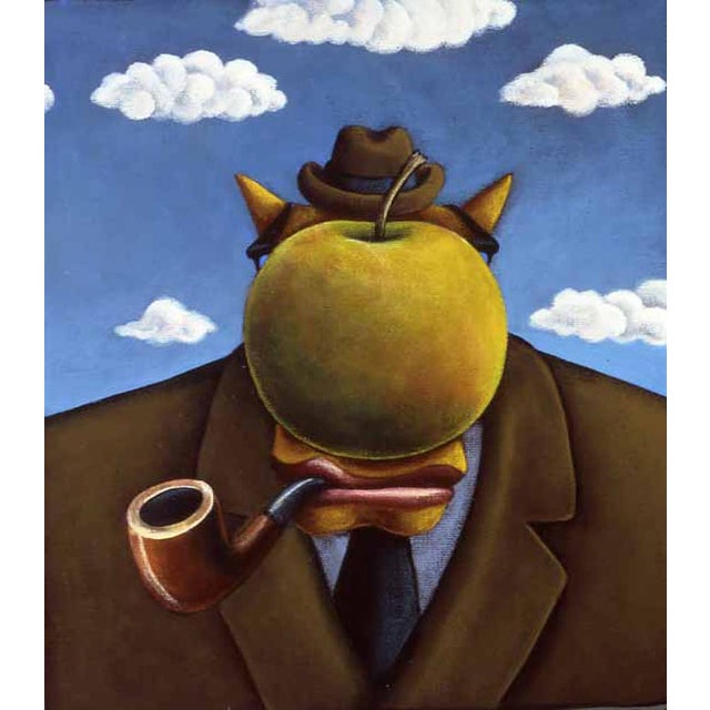 Markus Pierson "Art History Coyote Portraits of Magritte and Dali" 2 on Canvas For Sale - Image 4 of 6
