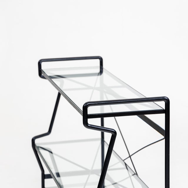 Bent Iron, welded and enameled, crystal glass Signed declaration of the Grandson, Alberto Paccagnini from January 2020...