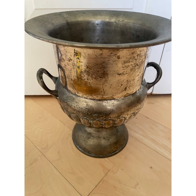 Chippendale Vintage Sliver Tone Distressed Urn Champagne Bucket Ice Bucket For Sale - Image 3 of 10