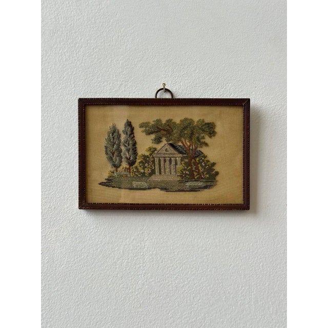 Late 19th Century Antique Framed Petit Silk Needlepoint Artwork, Circa Late 19th Century For Sale - Image 5 of 12