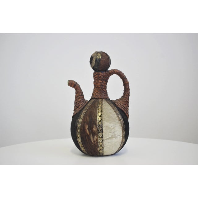 Glass Bottle Covered in Rope of Leather and Hair, 1950s For Sale - Image 11 of 11