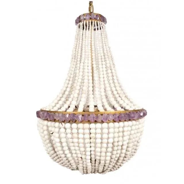 Samantha Empire Chandelier in White Turquoise and Rose Quartz by Marjorie Skouras Design For Sale - Image 10 of 12