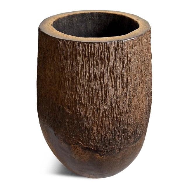 Early 21st Century Vintage Large Coconut Palm Pot For Sale - Image 5 of 7