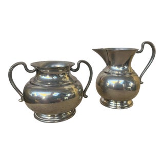 Vintage Pewter Old Annapolis Sugar and Creamer by Kirk Stieff For Sale