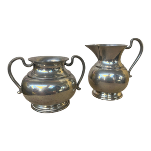 Vintage Pewter Old Annapolis Sugar and Creamer by Kirk Stieff