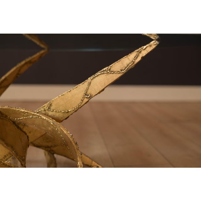 Metal Vintage Silas Seandel Style Brutalist Torch Cut Sculptural Glass Coffee Table For Sale - Image 7 of 12
