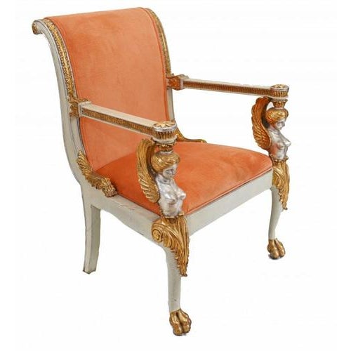 Set of Italian Neo Classical Armchairs with Maiden Arms For Sale - Image 3 of 9
