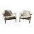 Mid-Century Leather Lounge Chairs Cream Boucle- a Pair For Sale - Image 4 of 4