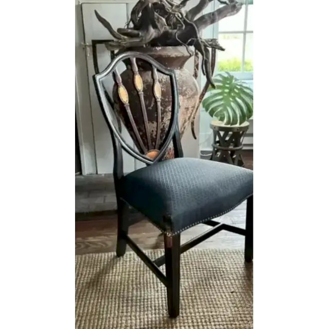 American American Federal Shield Back Chair With Inlaid Marquetry and Nailheads For Sale - Image 3 of 11