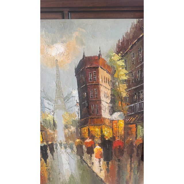 Vintage Paintings Paris Street Scene 2pc For Sale - Image 12 of 18