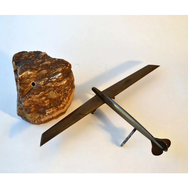 Glider Plane Sculpture in Bronze on Onyx Rock For Sale - Image 6 of 7